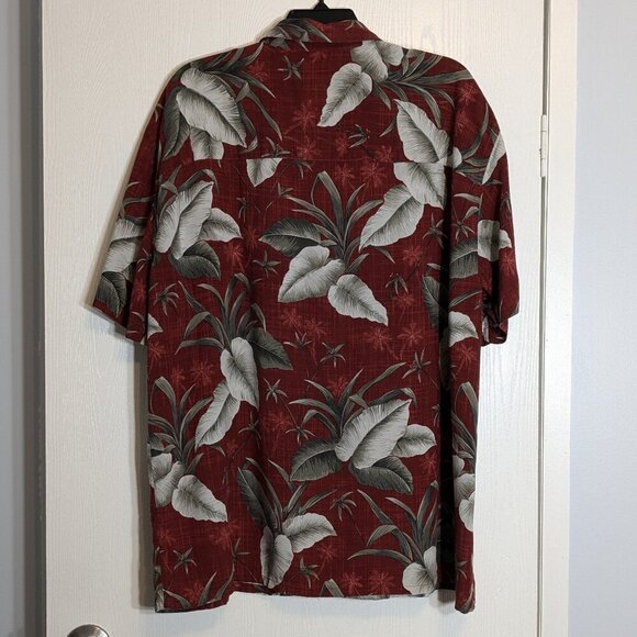 ISLAND SHORES Burgundy Floral Tropical Short Sleeve Button Shirt; Size XL - Picture 3 of 5